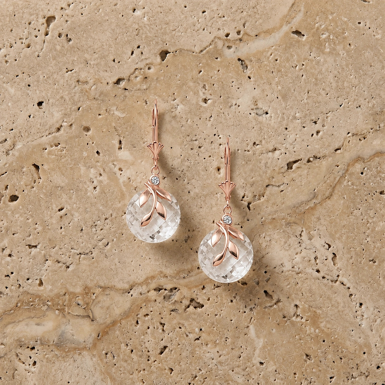 Rose Gold Diamond & White Topaz — Mariaclotilde