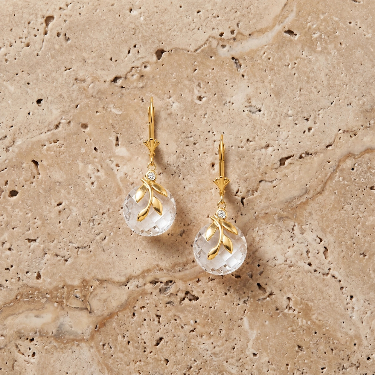 Yellow Gold Diamond & White Topaz — Mariaclotilde