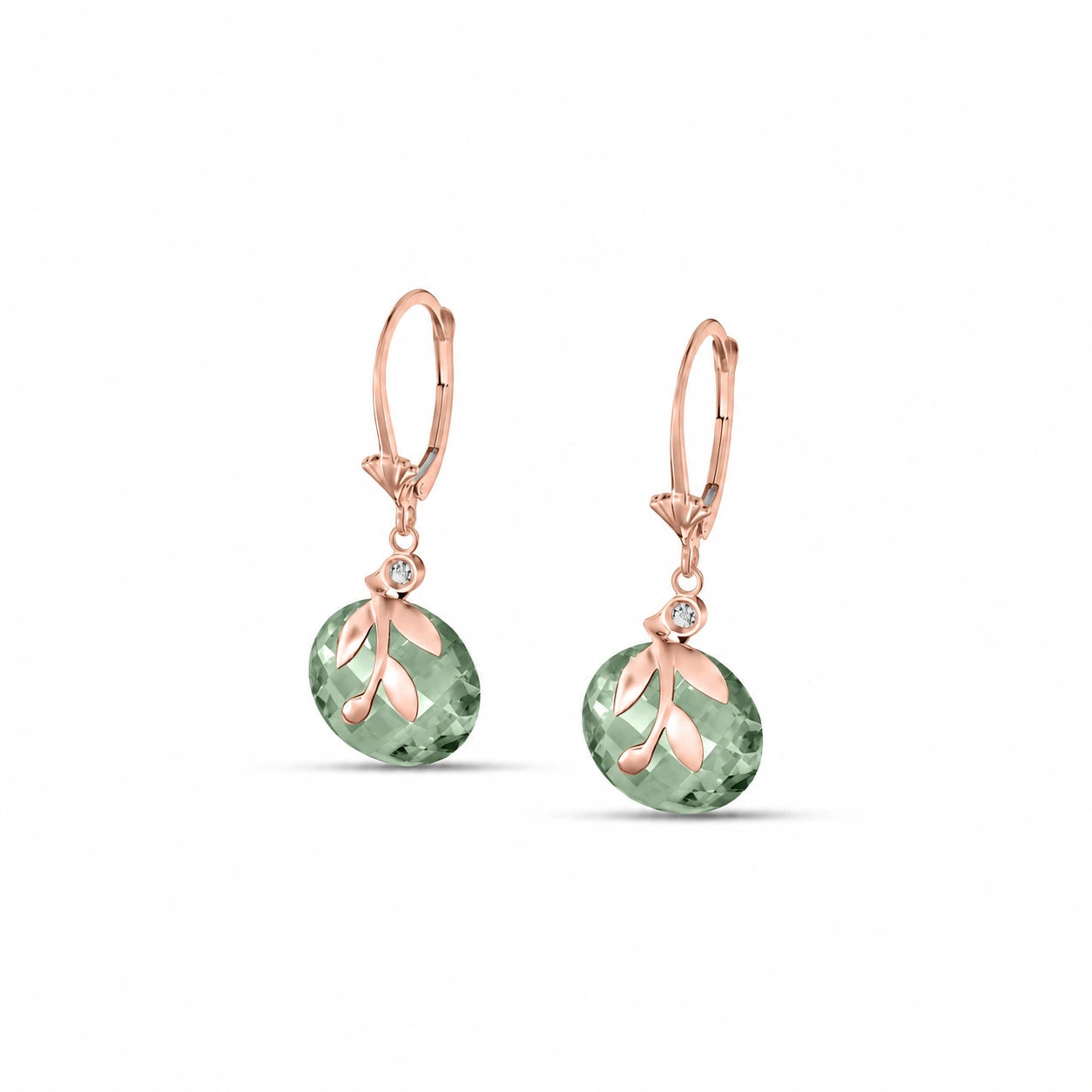 Rose Gold Green Amethyst & Diamond — Mariaclotilde