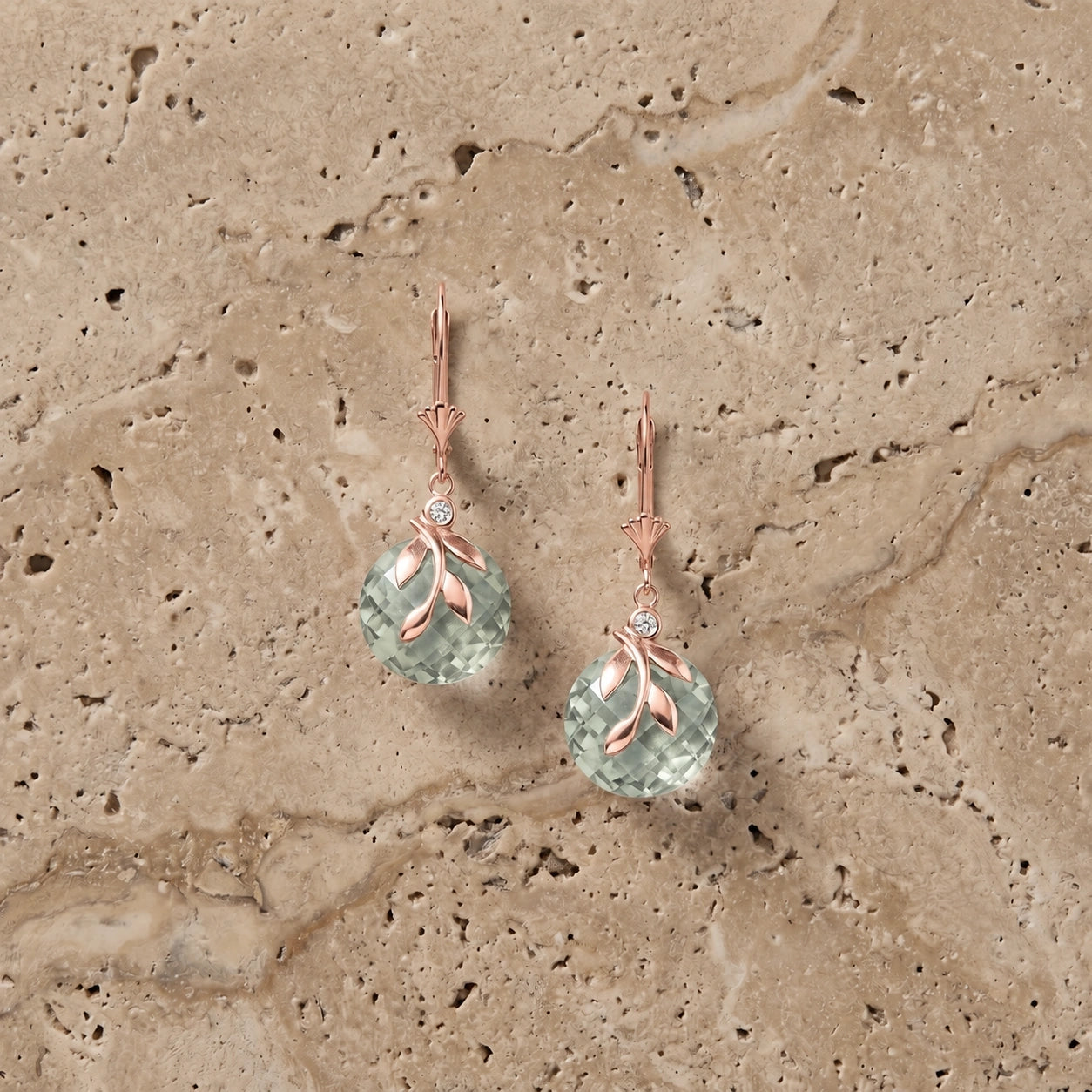 Rose Gold Green Amethyst & Diamond — Mariaclotilde