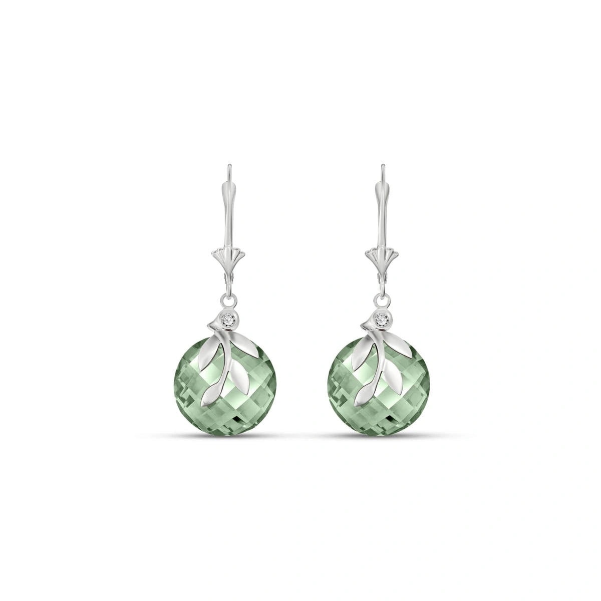 White Gold Green Amethyst & Diamond — Mariaclotilde