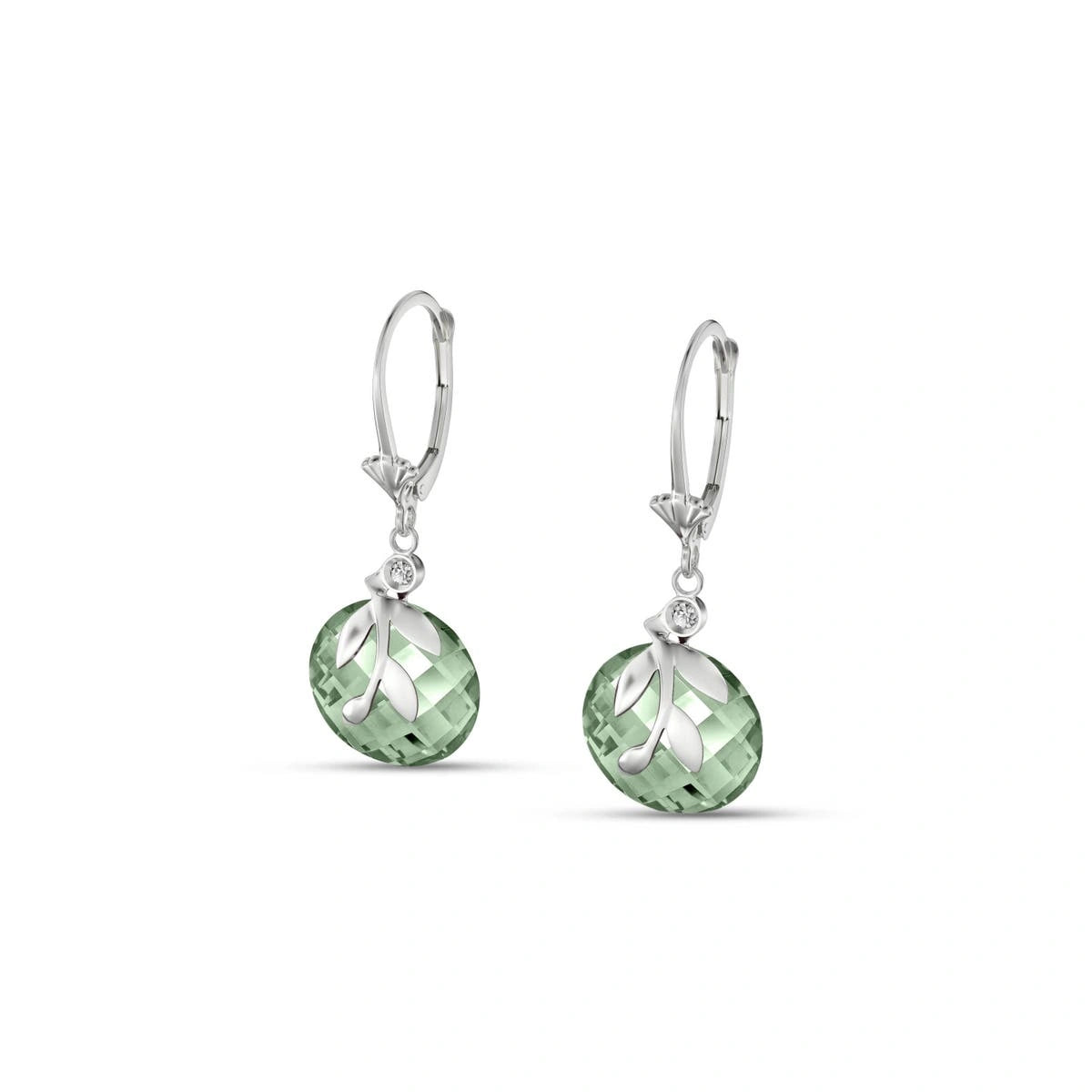 White Gold Green Amethyst & Diamond — Mariaclotilde