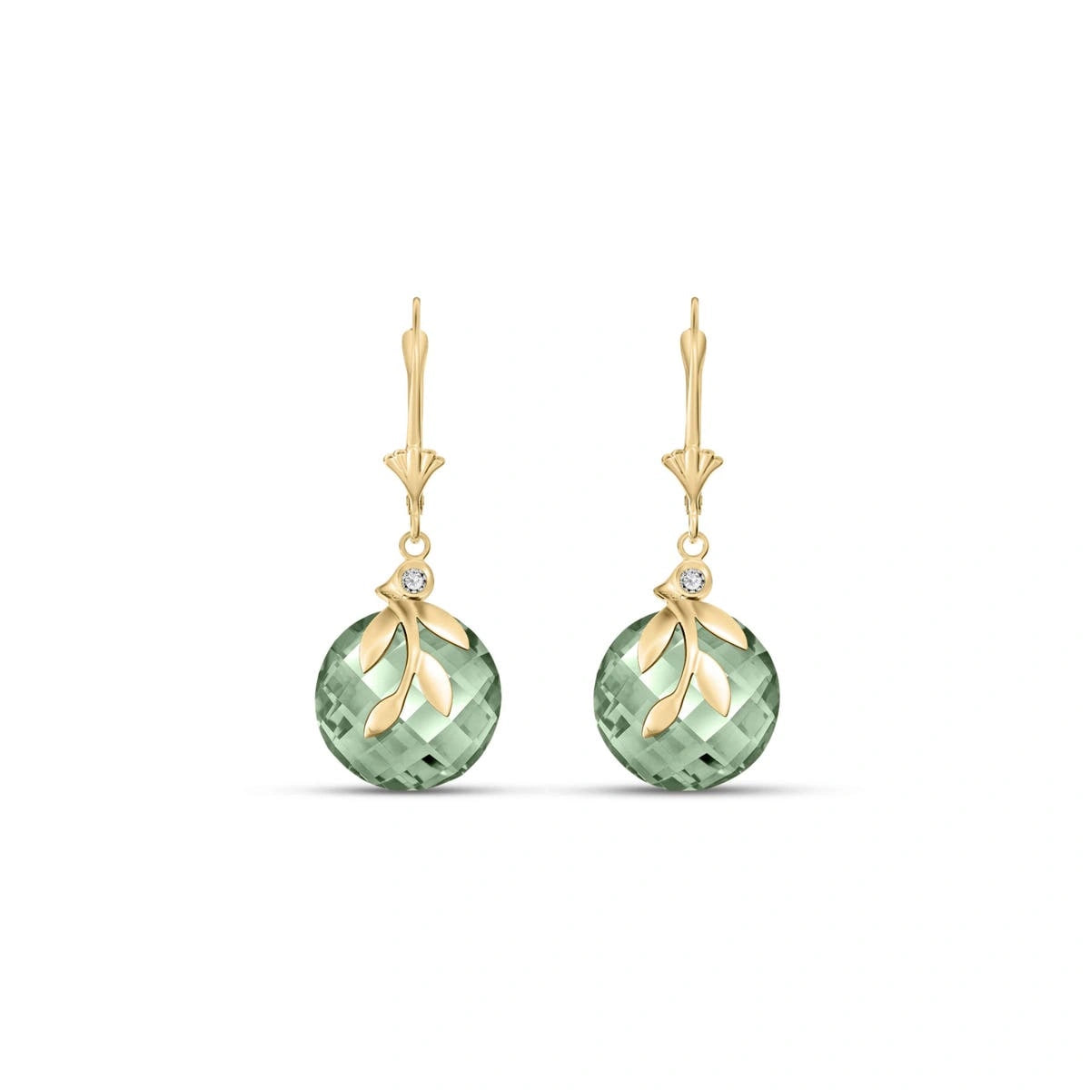 Yellow Gold Green Amethyst & Diamond — Mariaclotilde