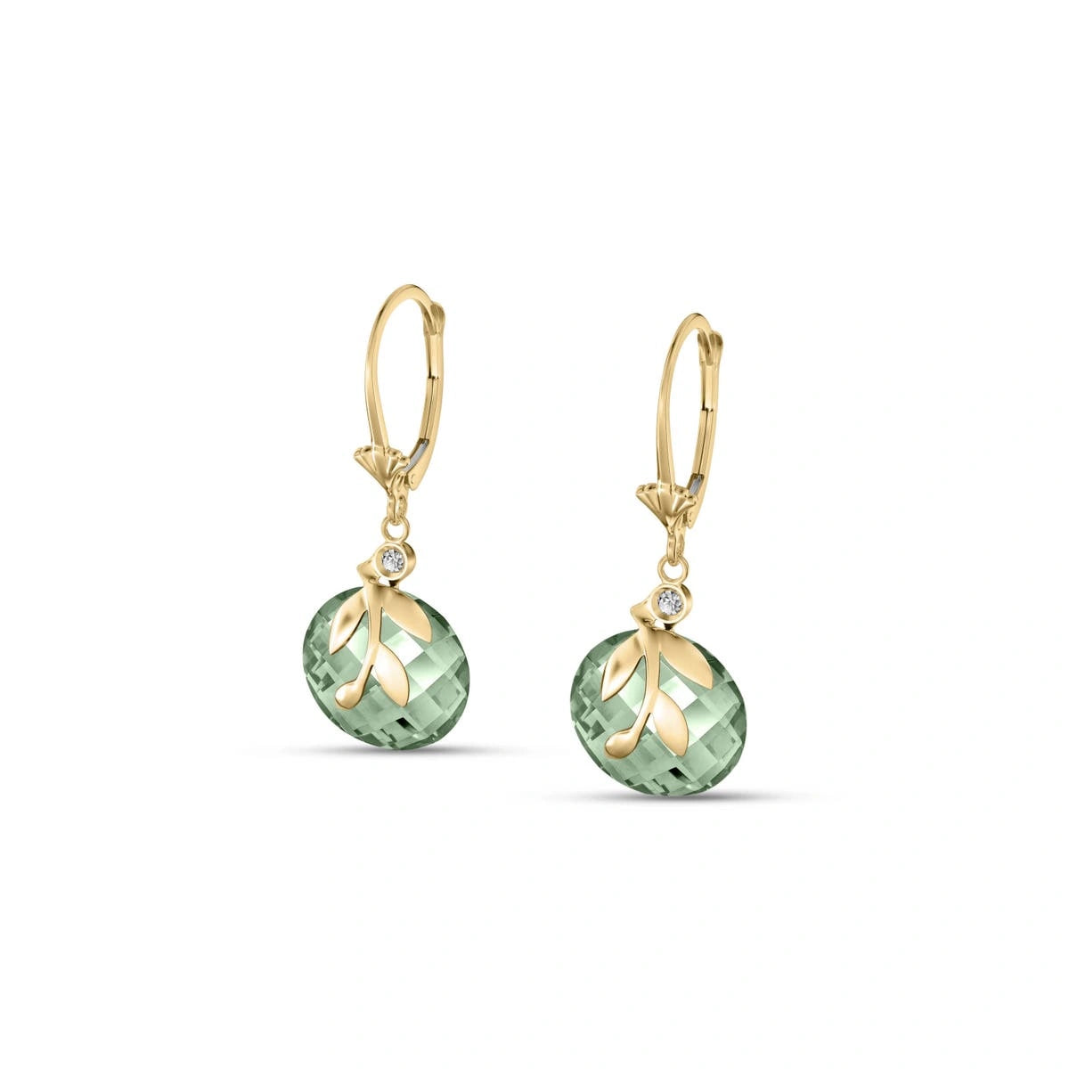 Yellow Gold Green Amethyst & Diamond — Mariaclotilde