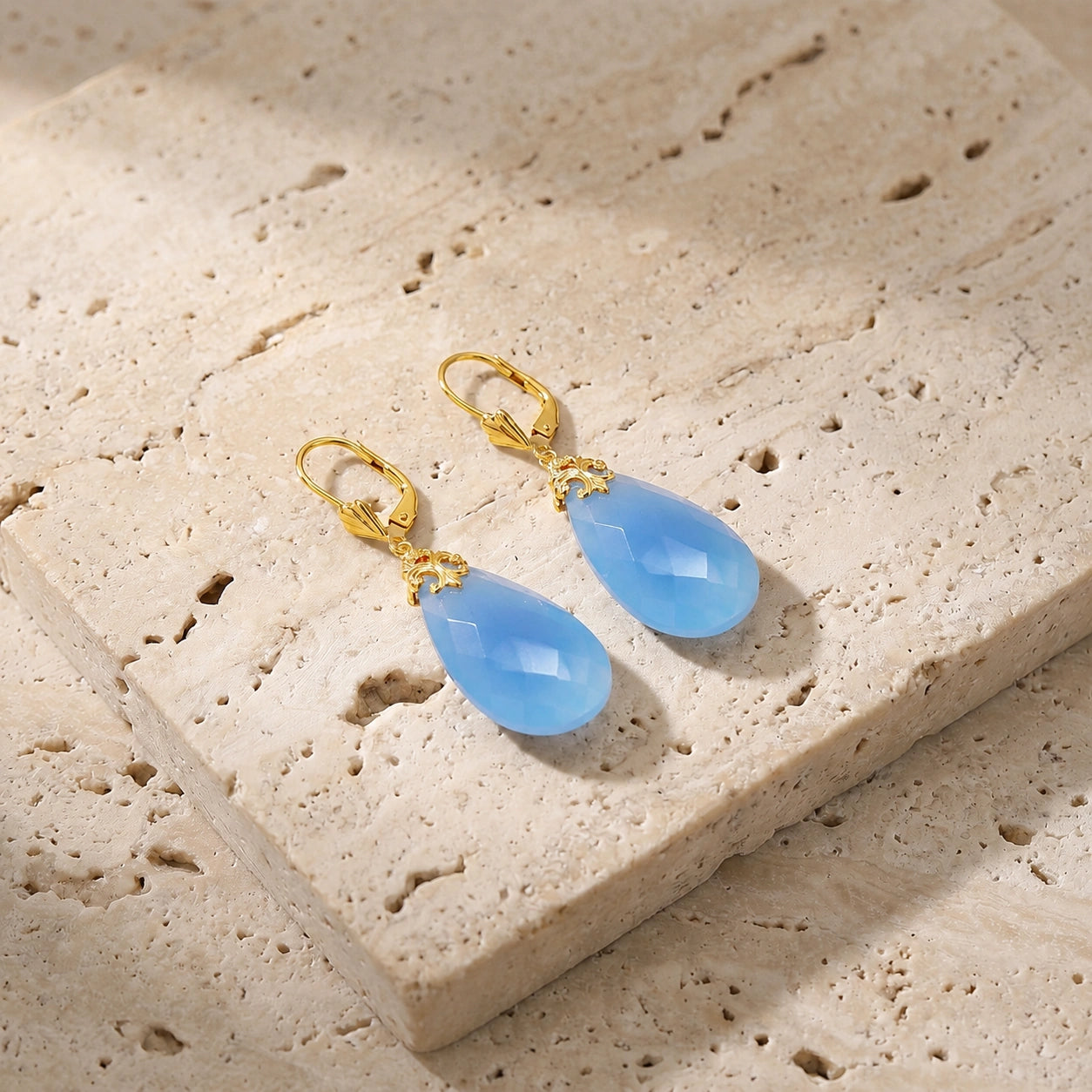 Yellow Gold Blue Chalcedony — Mariacolomba