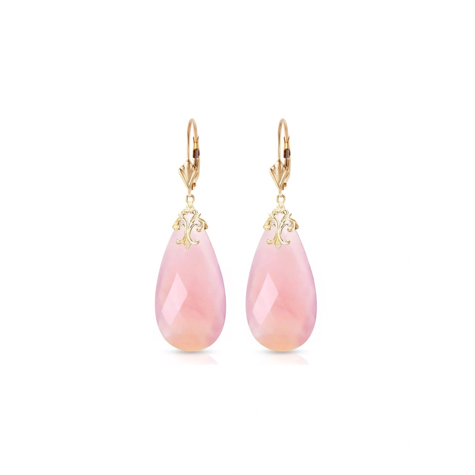 Yellow Gold Pink Chalcedony — Mariacolomba