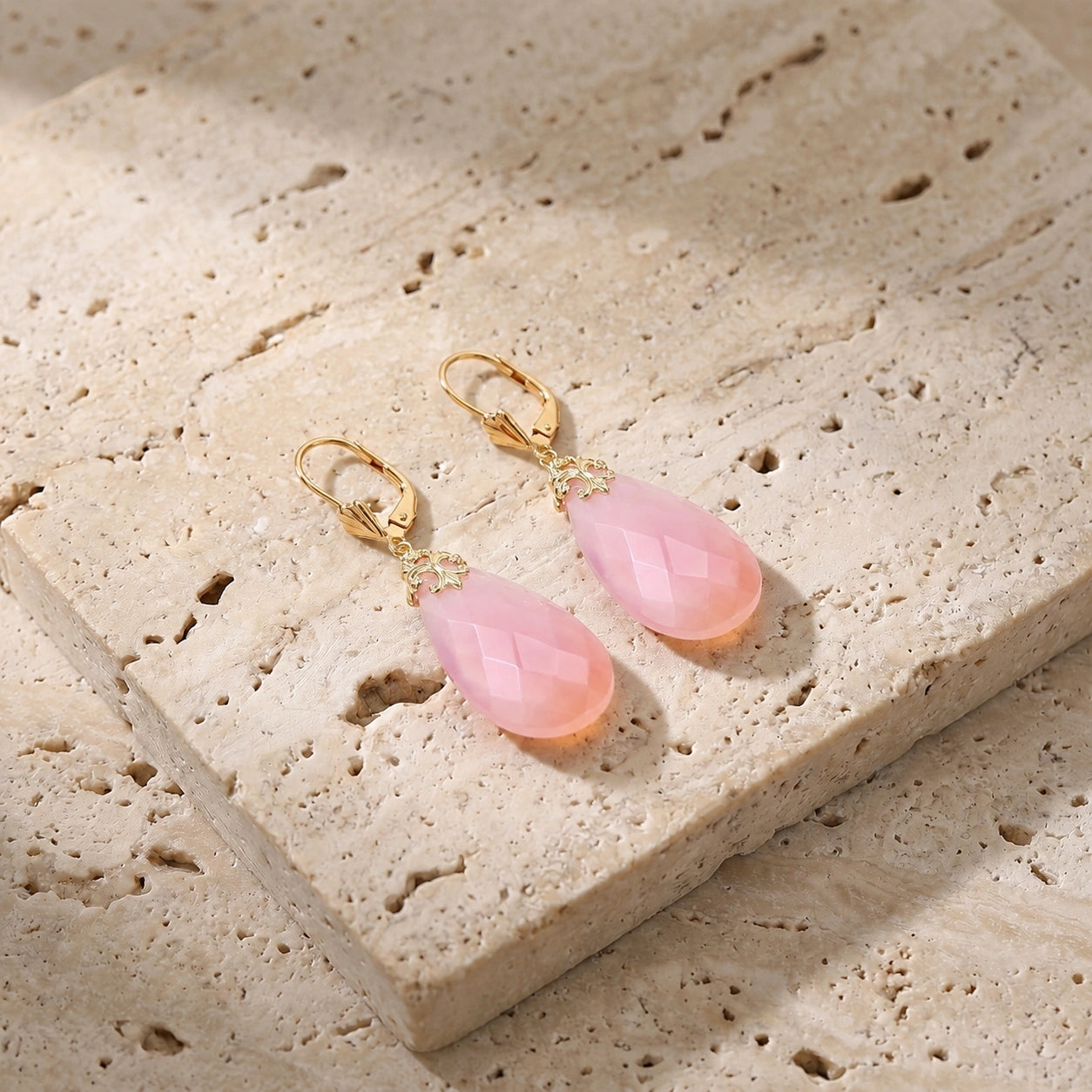 Yellow Gold Pink Chalcedony — Mariacolomba