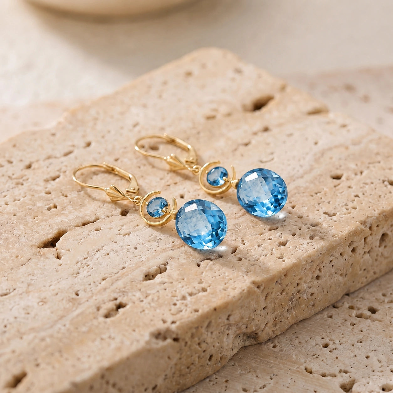 Yellow Gold Blue Topaz — Mariaconsolata