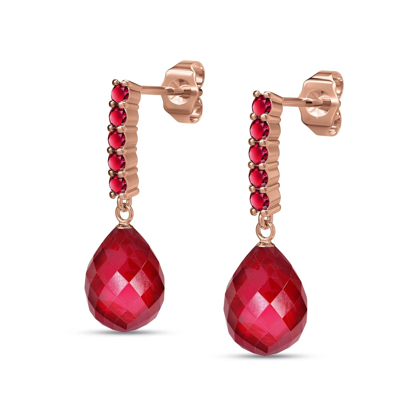 Rose Gold Drop Earrings Ruby 10K — Gaetana