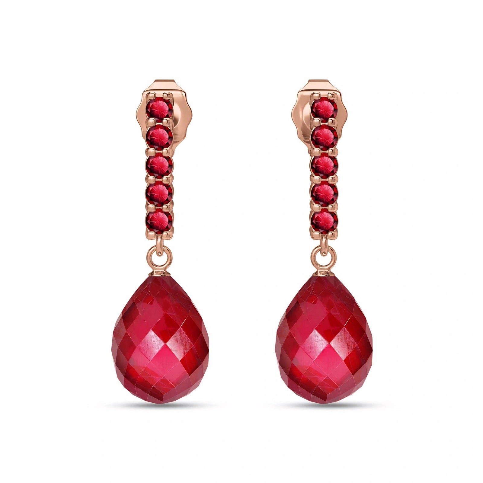 Rose Gold Drop Earrings Ruby 10K — Gaetana