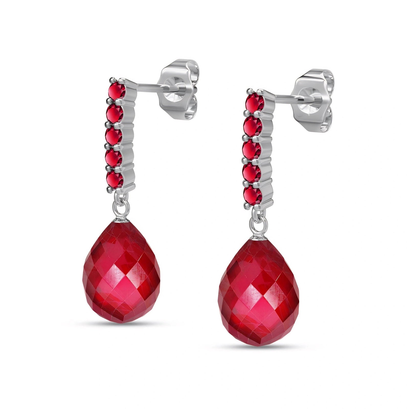 White Gold Drop Earrings Ruby 10K — Gaetana