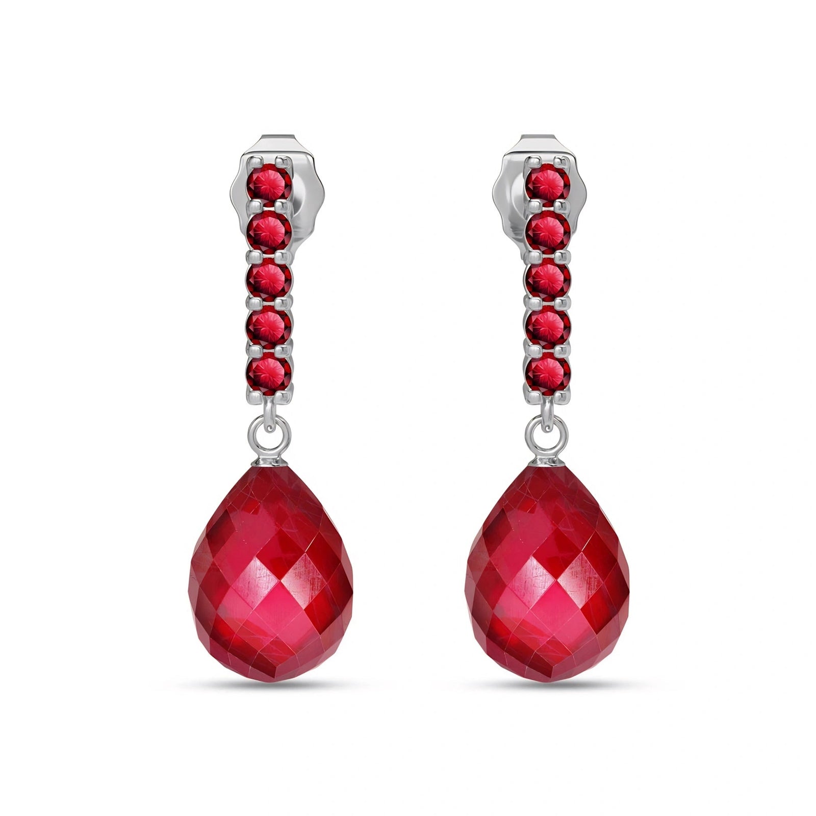 White Gold Drop Earrings Ruby 10K — Gaetana