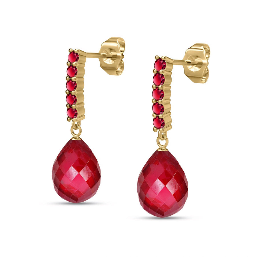 Yellow Gold Drop Earrings Ruby 10K — Gaetana