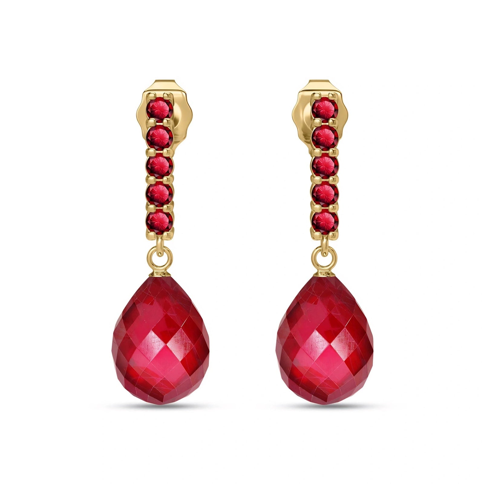 Yellow Gold Drop Earrings Ruby 10K — Gaetana