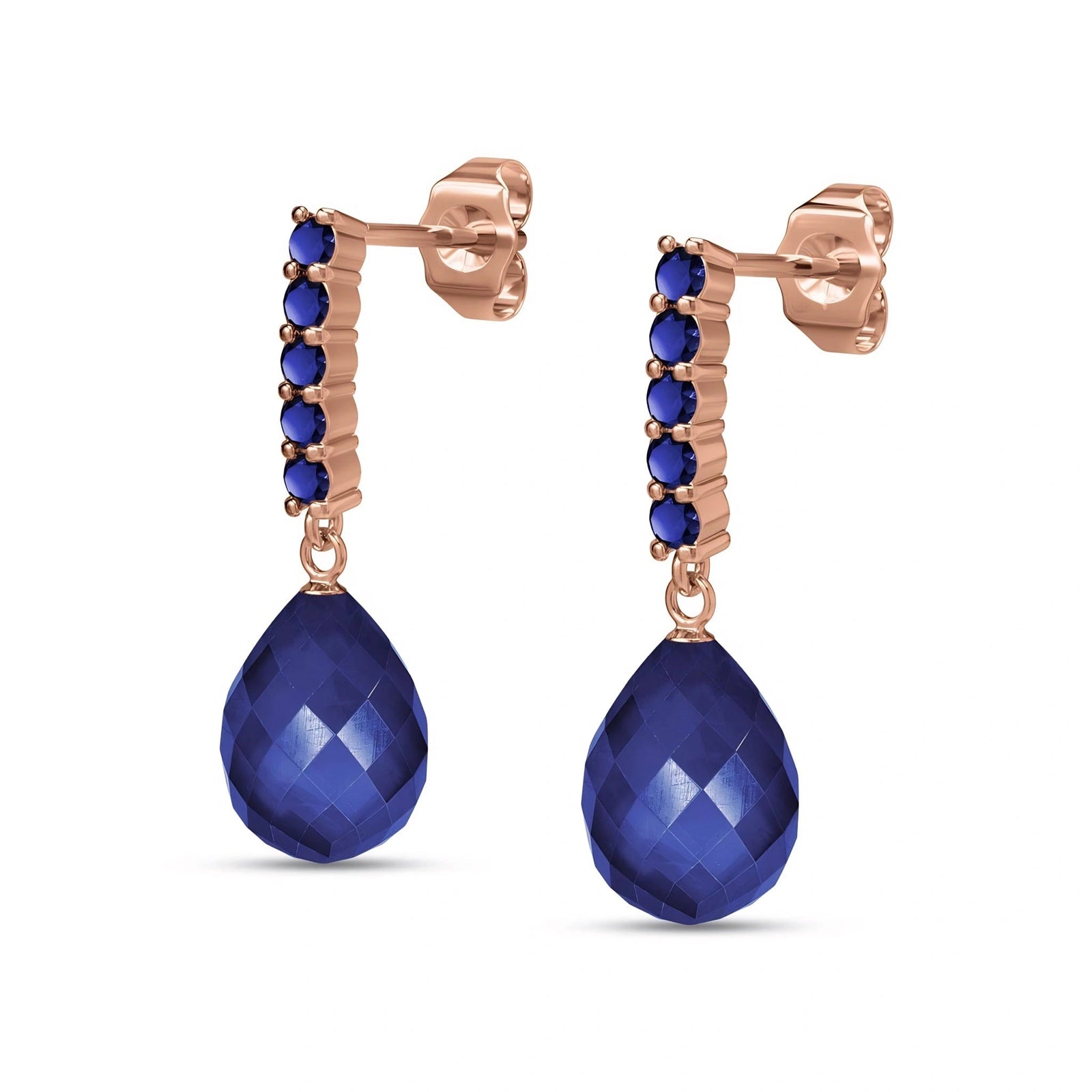 Rose Gold Drop Earrings Sapphire 10K — Gaetana