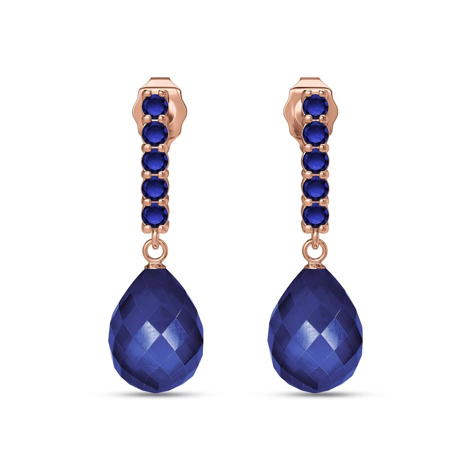 Rose Gold Drop Earrings Sapphire 10K — Gaetana
