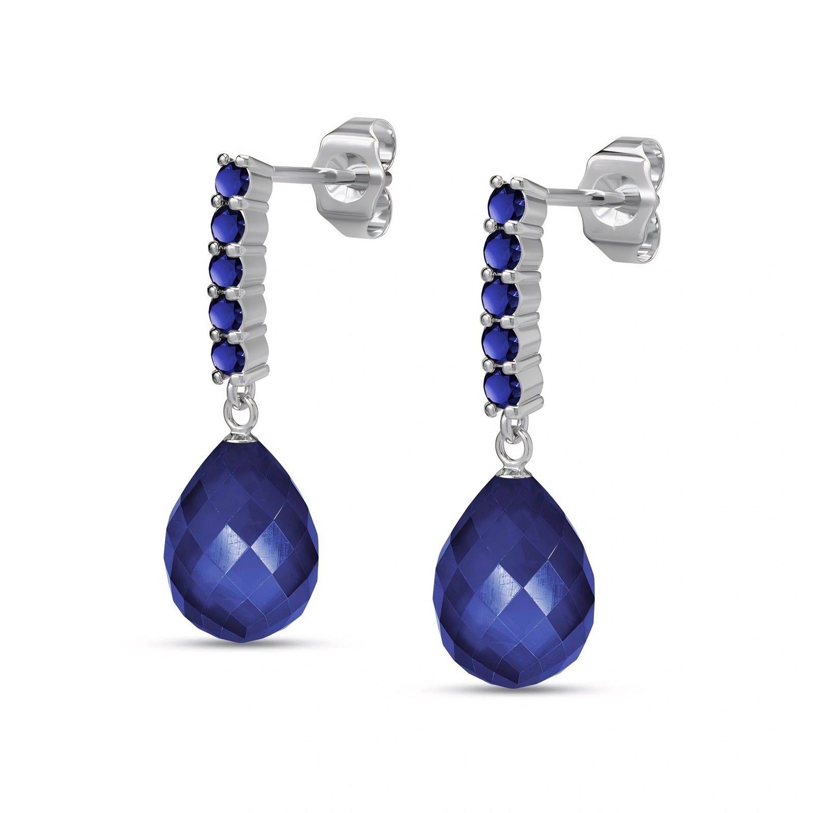 White Gold Drop Earrings Sapphire 10K — Gaetana
