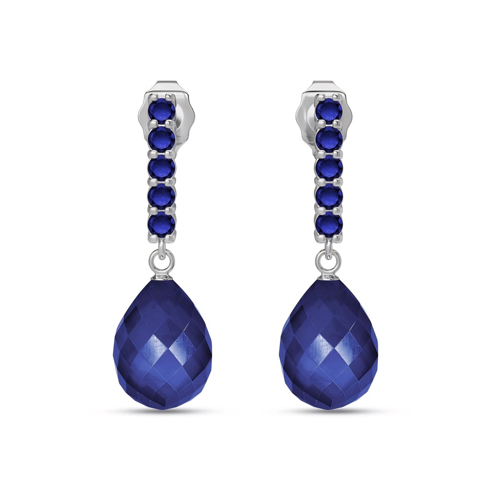 White Gold Drop Earrings Sapphire 10K — Gaetana