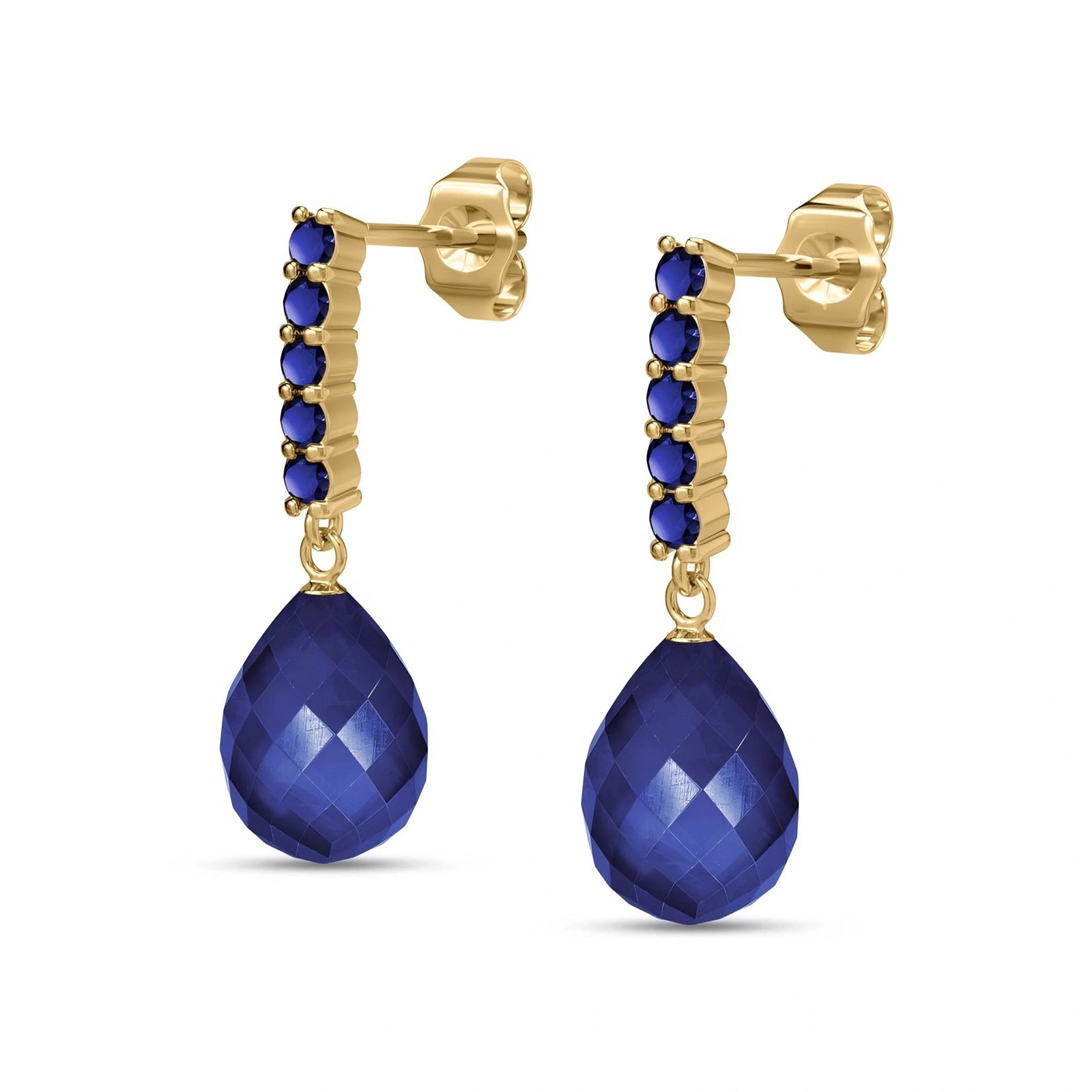 Yellow Gold Drop Earrings Sapphire 10K — Gaetana