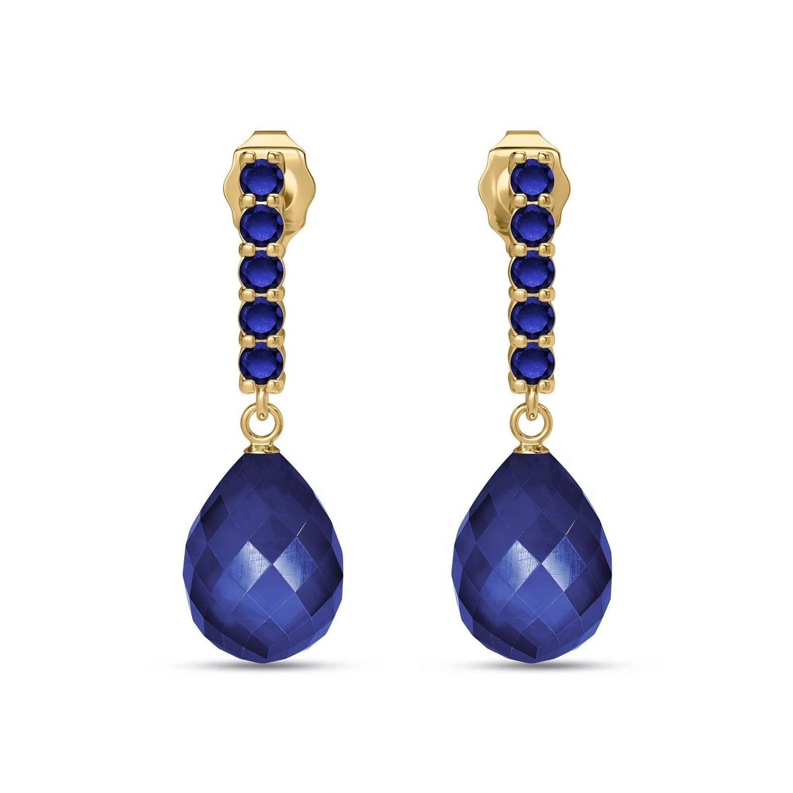 Yellow Gold Drop Earrings Sapphire 10K — Gaetana