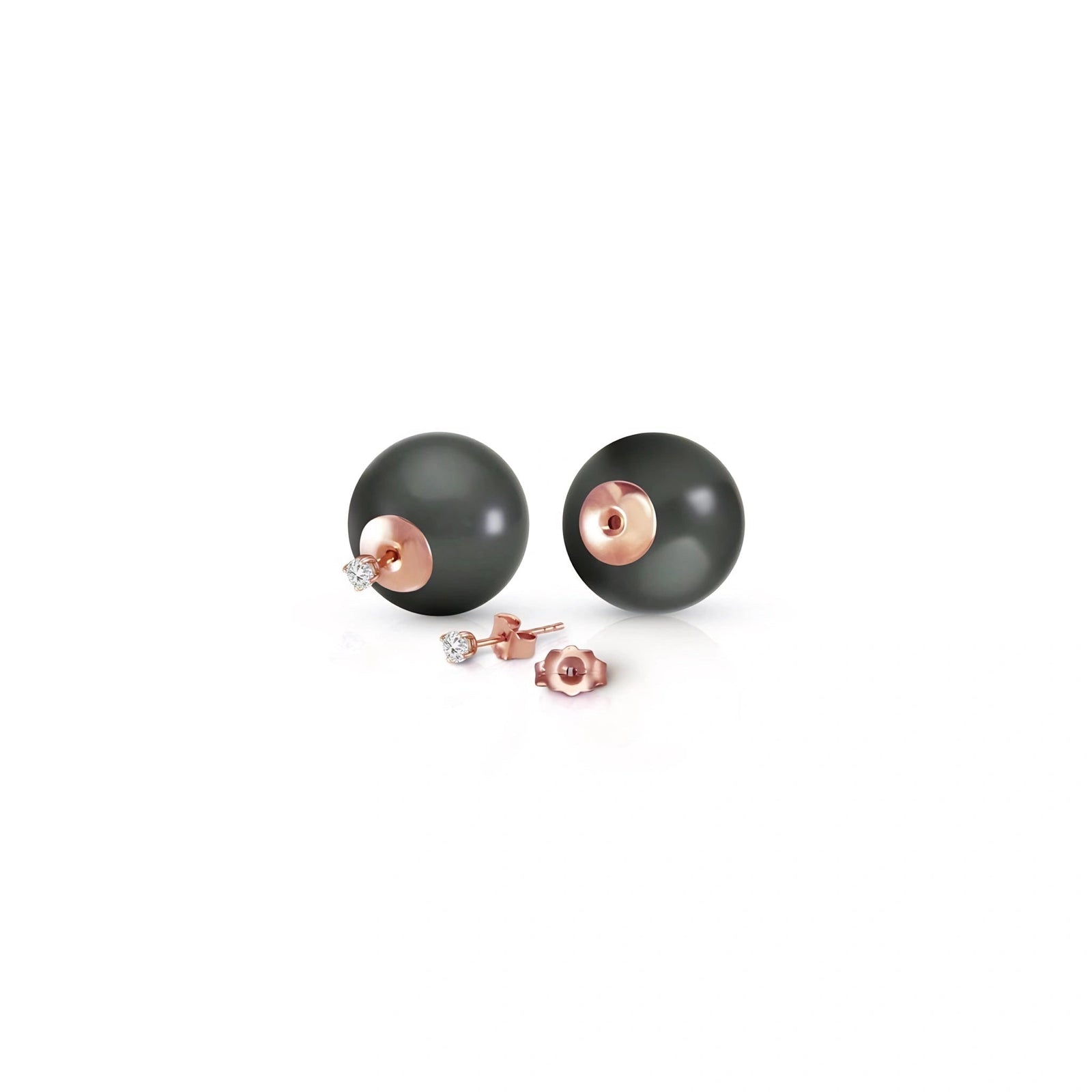 Rose Gold Modern Stud Earrings Pearl 10K — Natalina