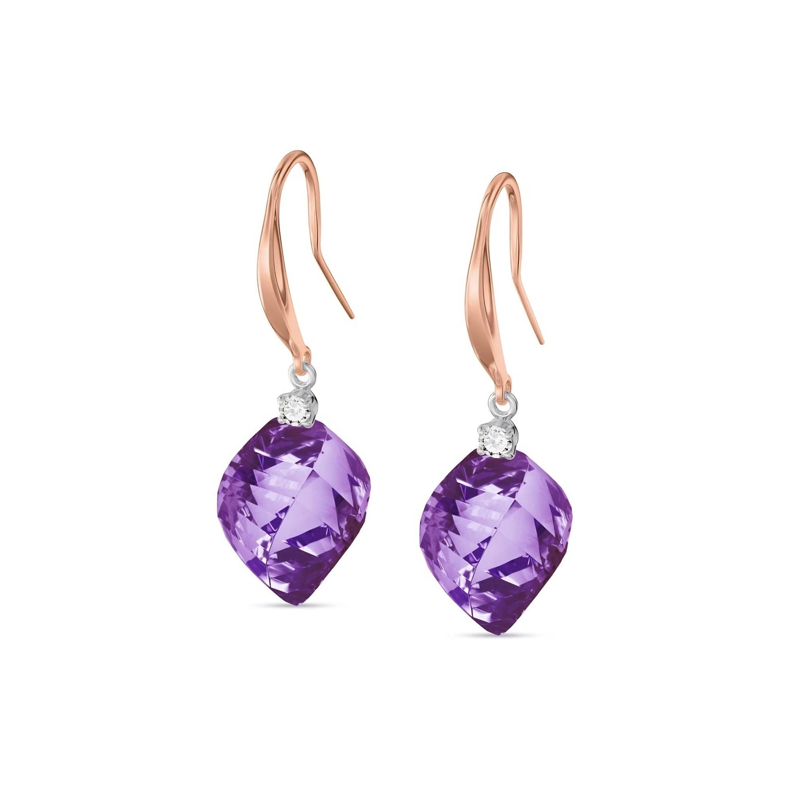 Rose Gold Earrings Amethyst 10K — Albertina