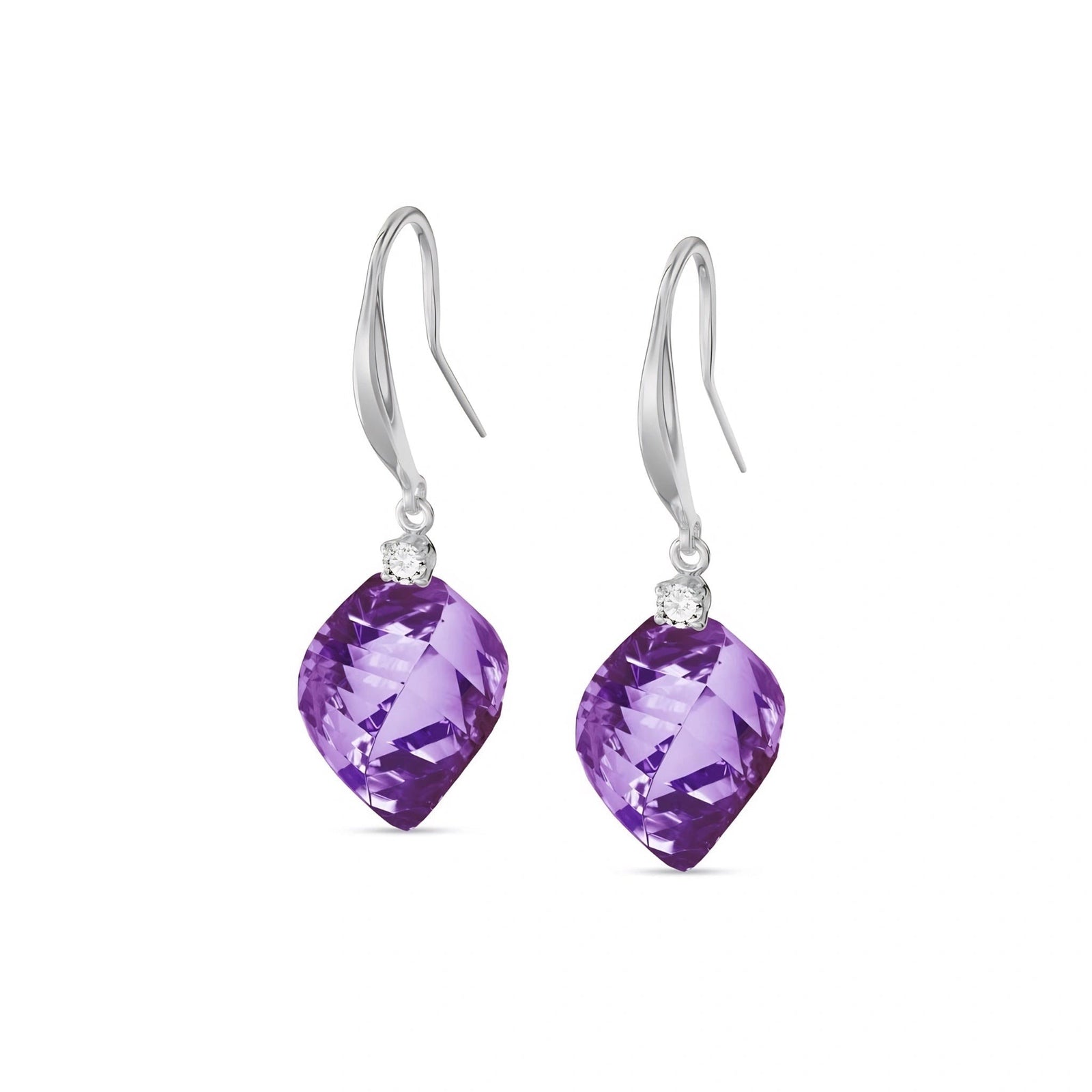 White Gold Earrings Amethyst 10K — Albertina