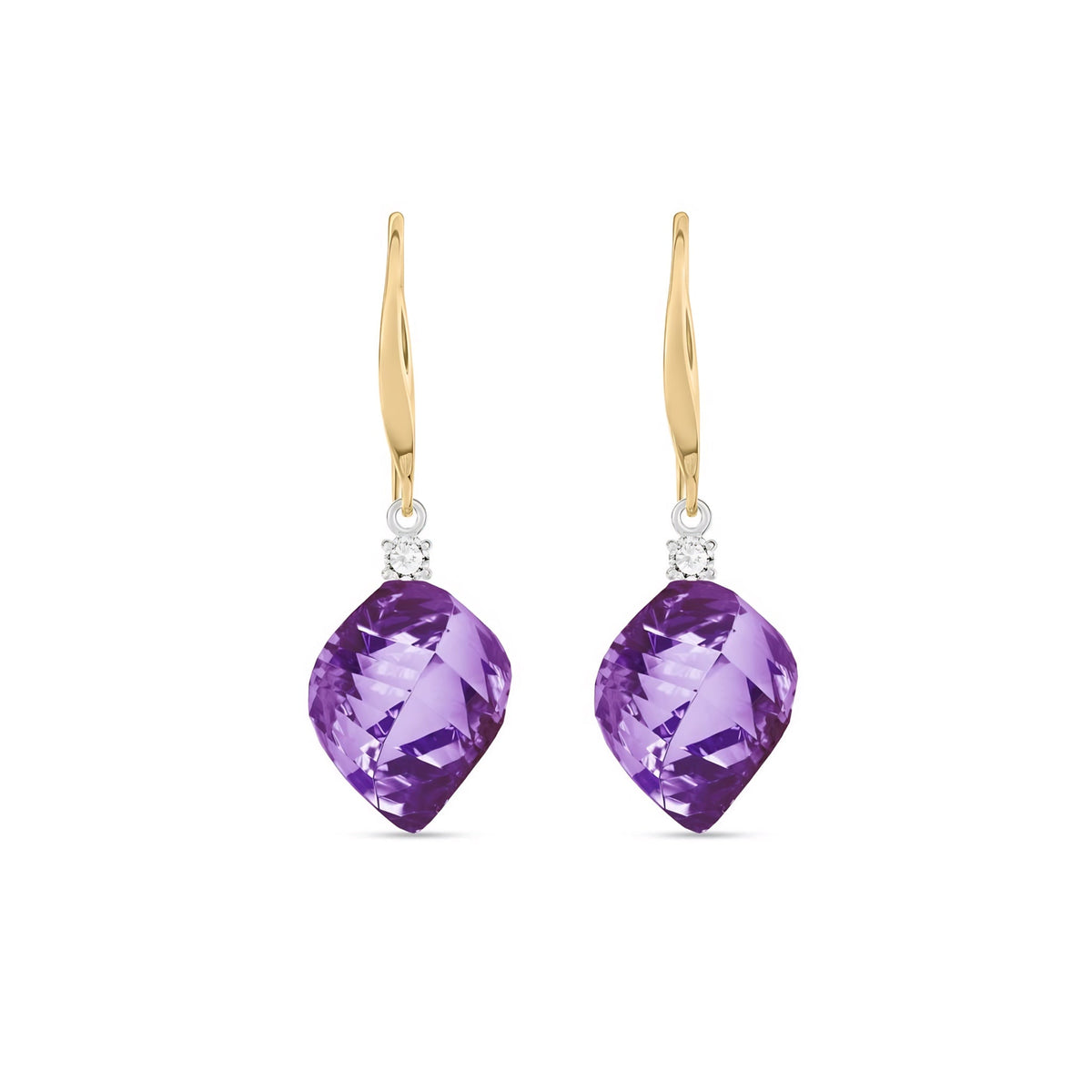 Yellow Gold Earrings Amethyst 10K — Albertina