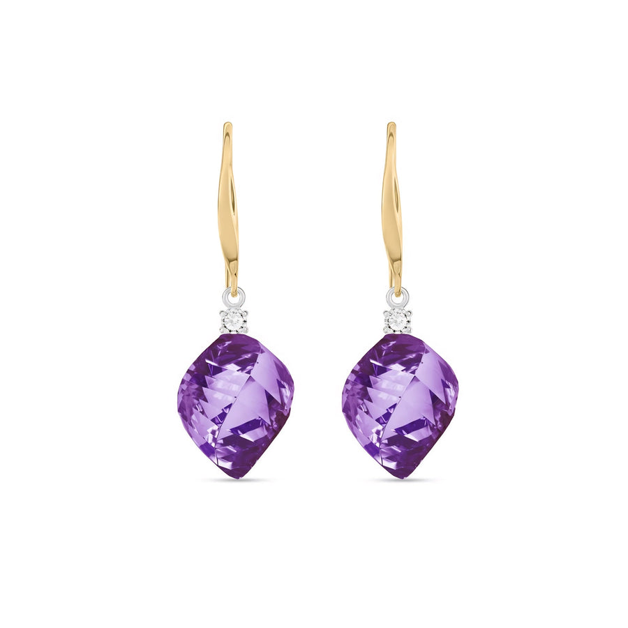 Yellow Gold Earrings Amethyst 10K — Albertina