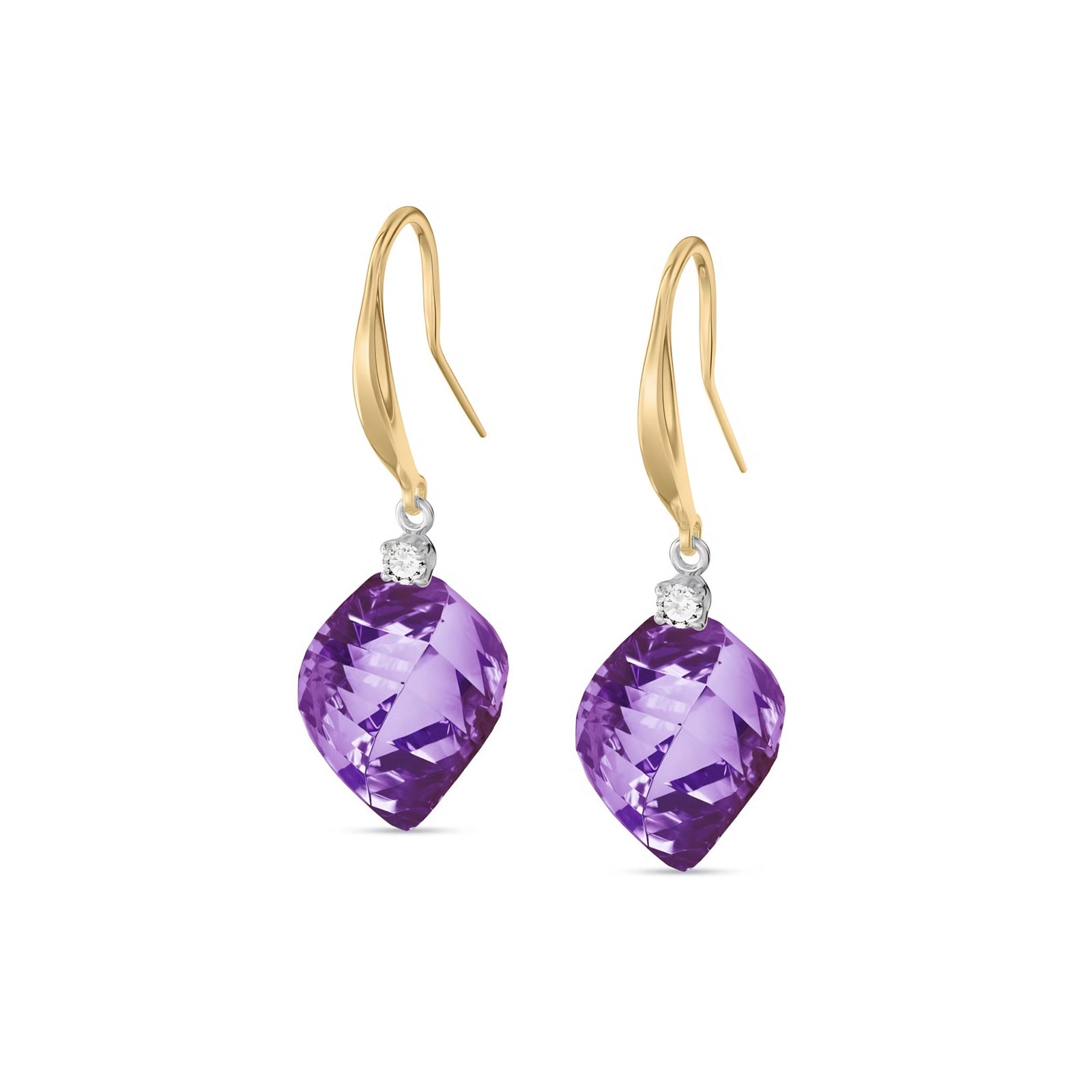 Yellow Gold Earrings Amethyst 10K — Albertina