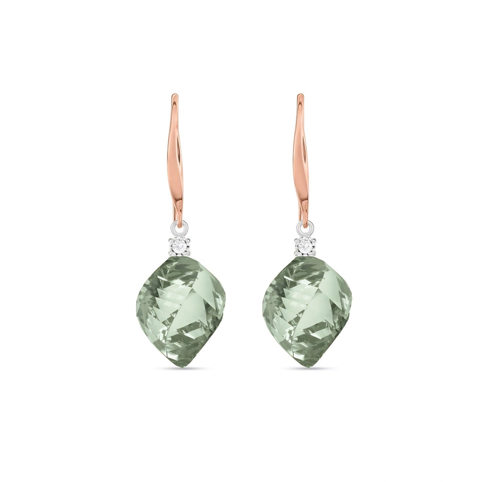 Rose Gold Earrings Green Amethyst 10K — Albertina