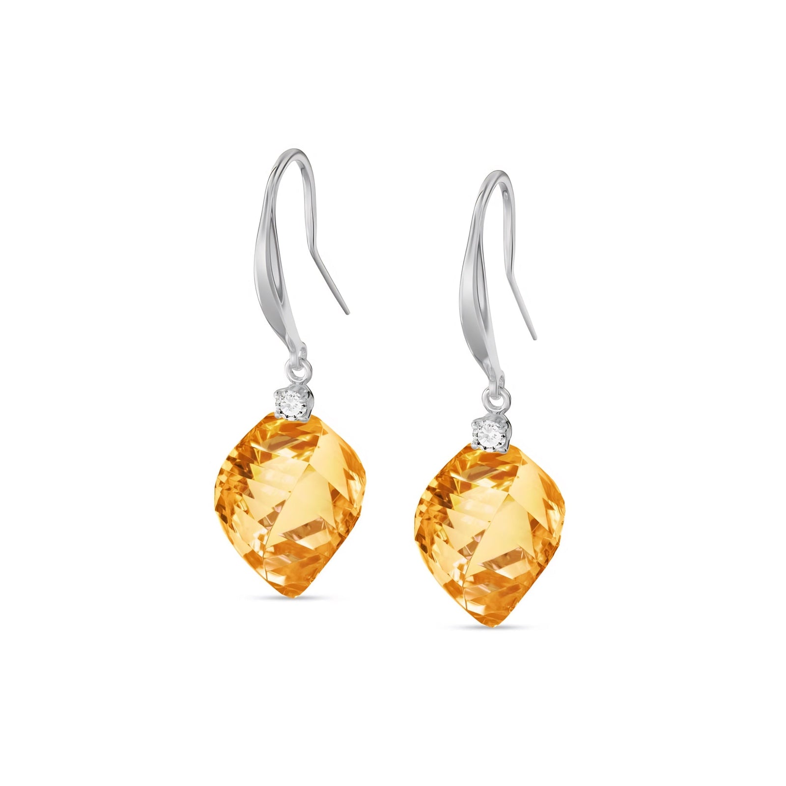 White Gold Earrings Green Amethyst 10K — Albertina