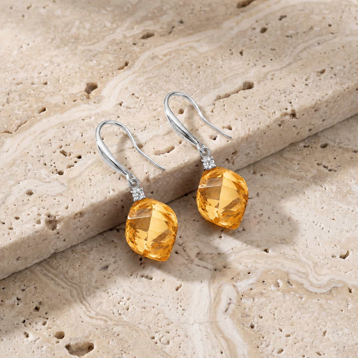 White Gold Earrings Green Amethyst 10K — Albertina