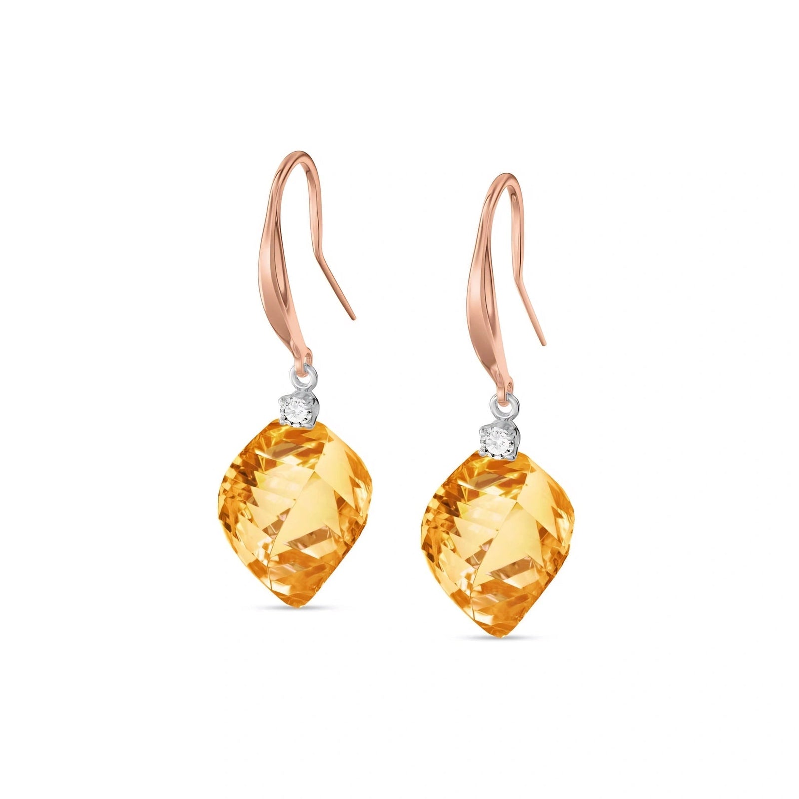 Rose Gold Earrings Citrine 10K — Albertina