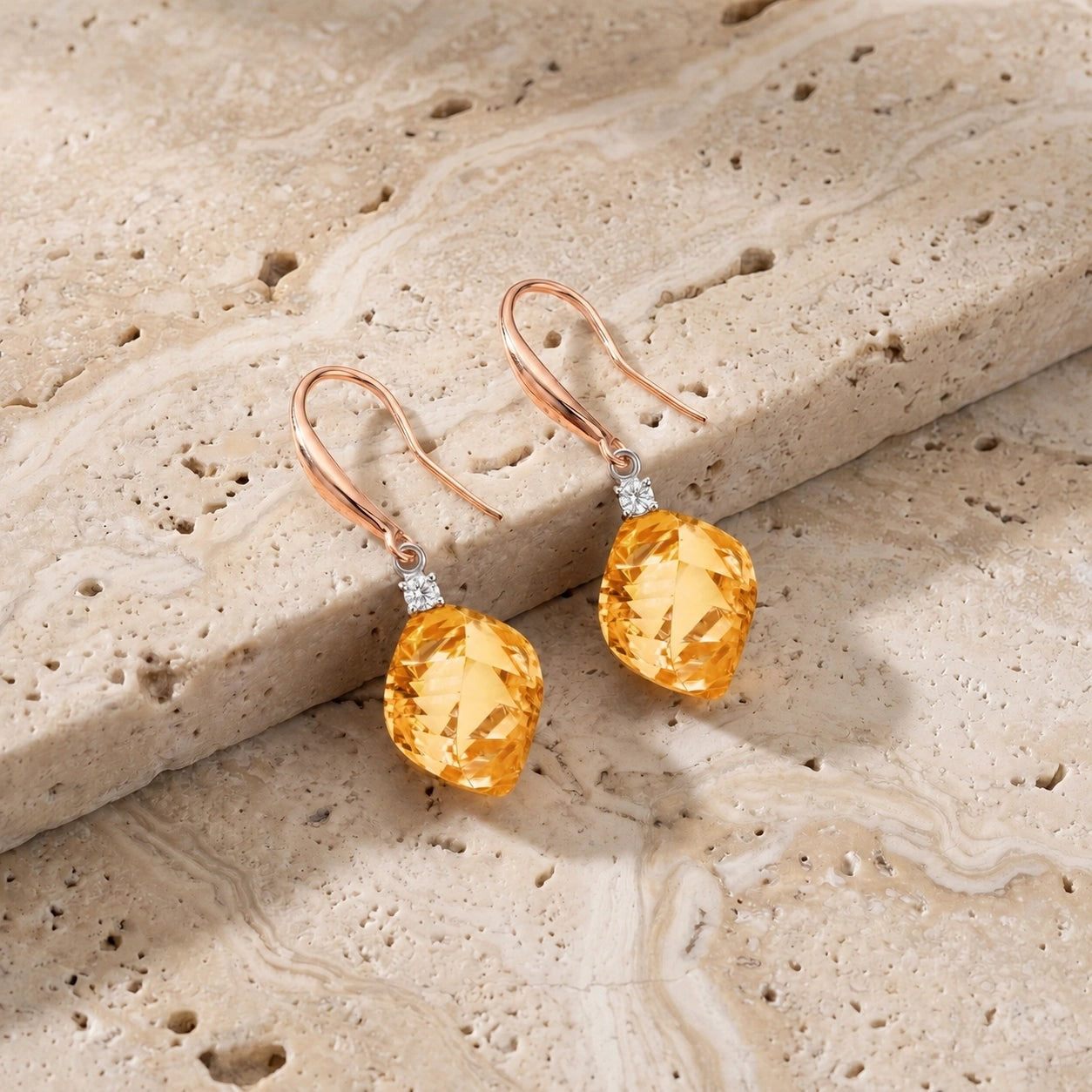 Rose Gold Earrings Citrine 10K — Albertina
