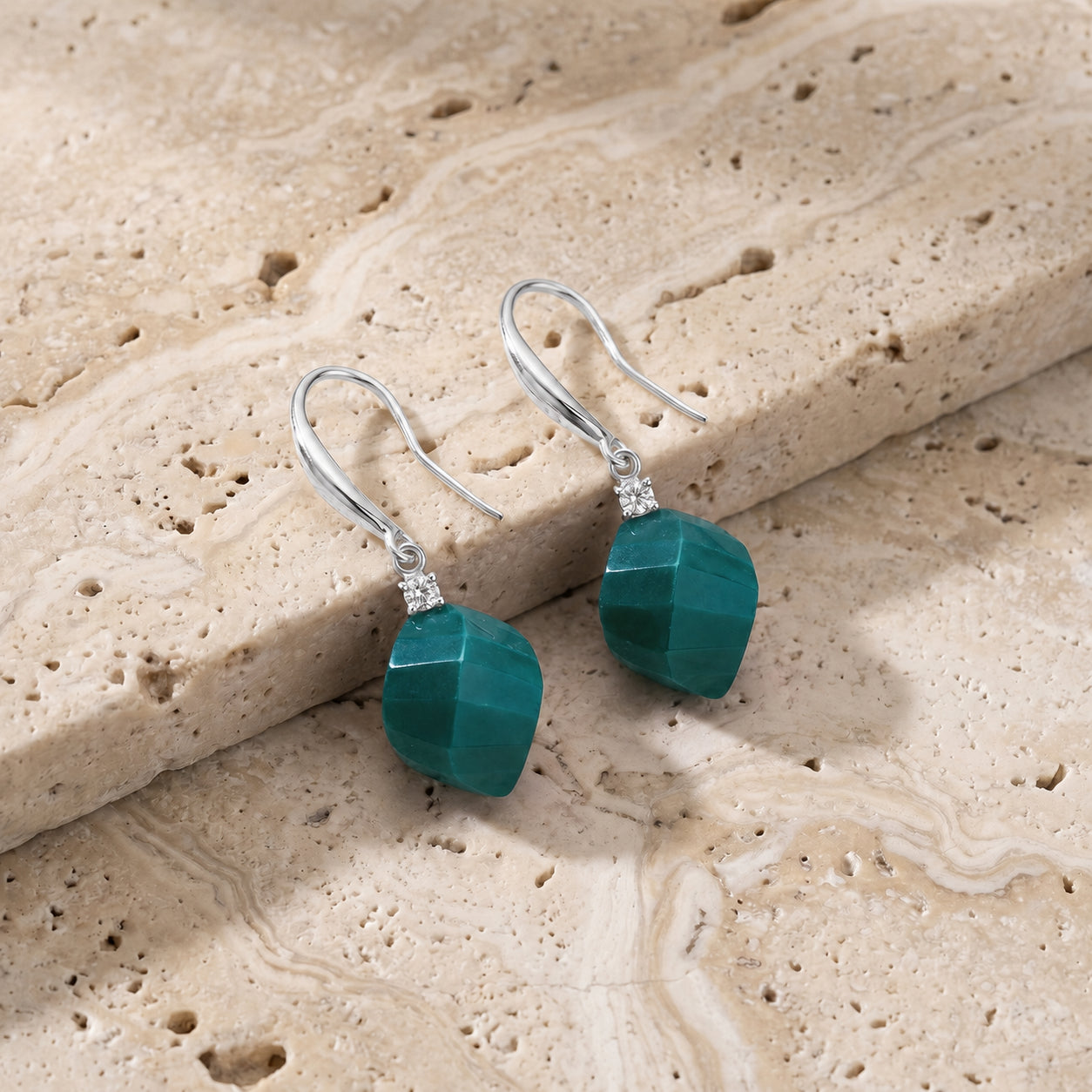 White Gold Earrings Citrine 10K — Albertina