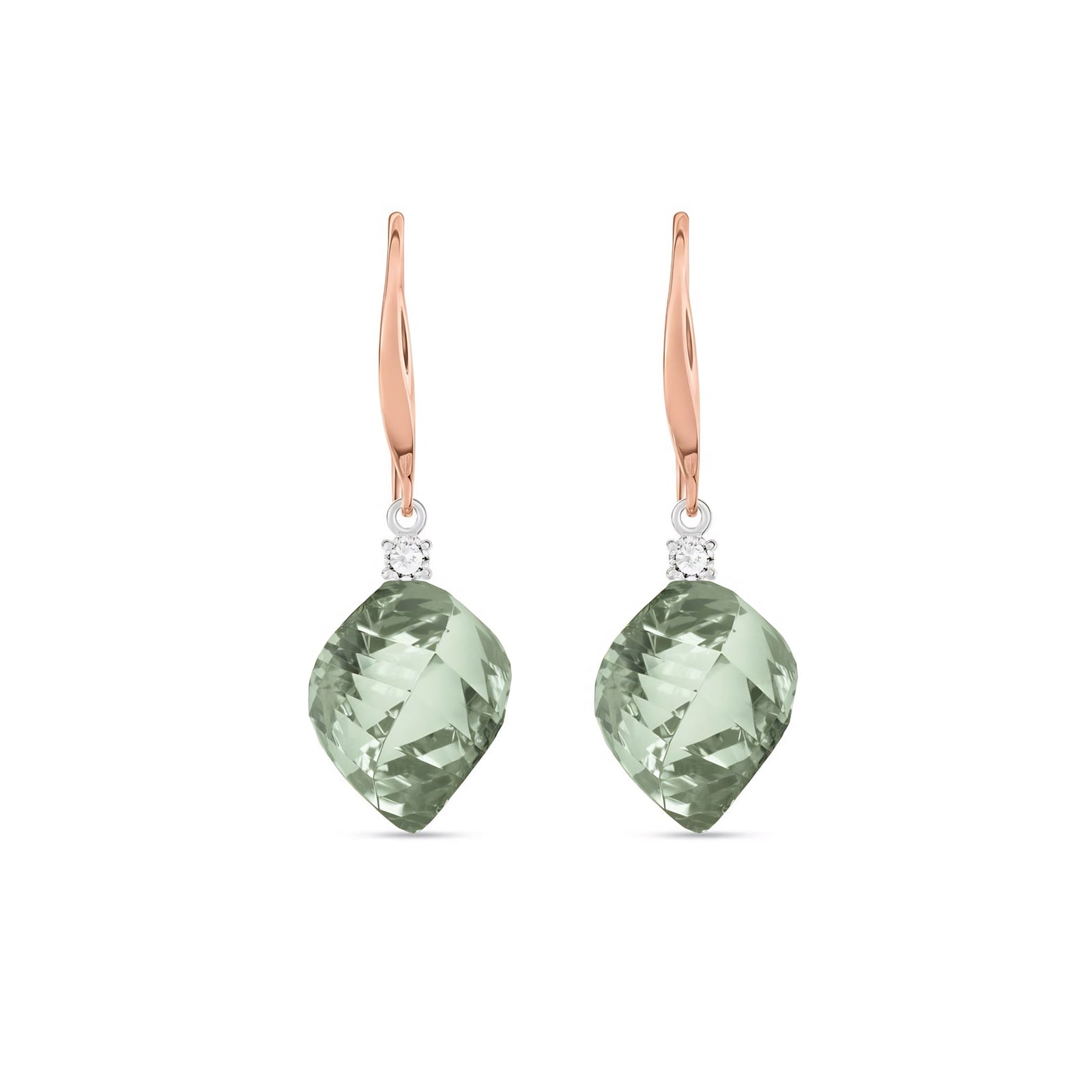 Rose Gold Earrings White Topaz 10K — Albertina