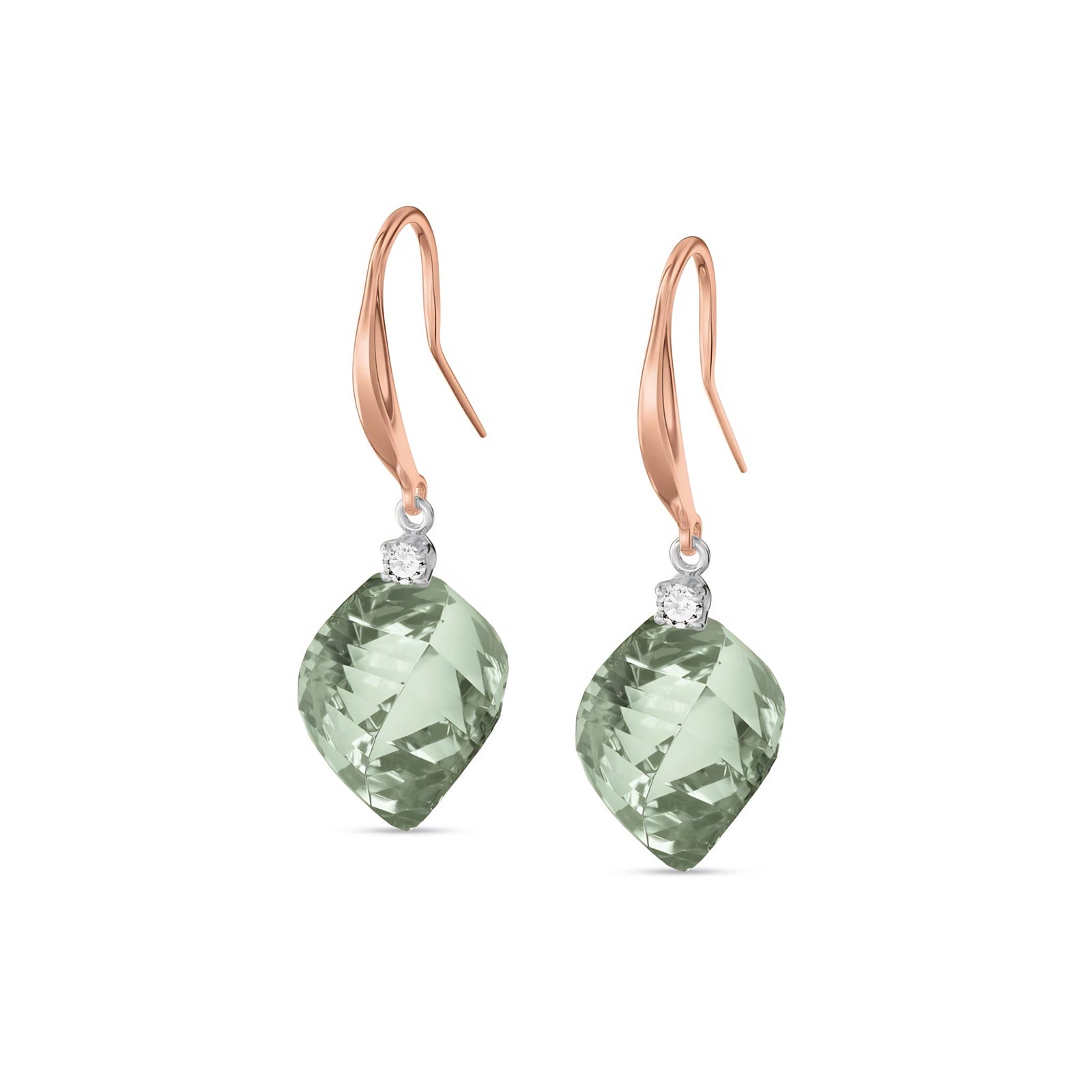 Rose Gold Earrings White Topaz 10K — Albertina