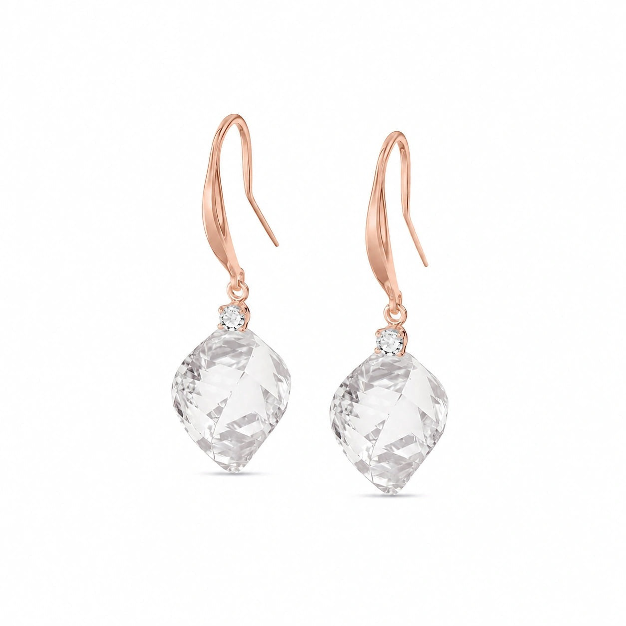 Rose Gold Earrings White Topaz 10K — Albertina