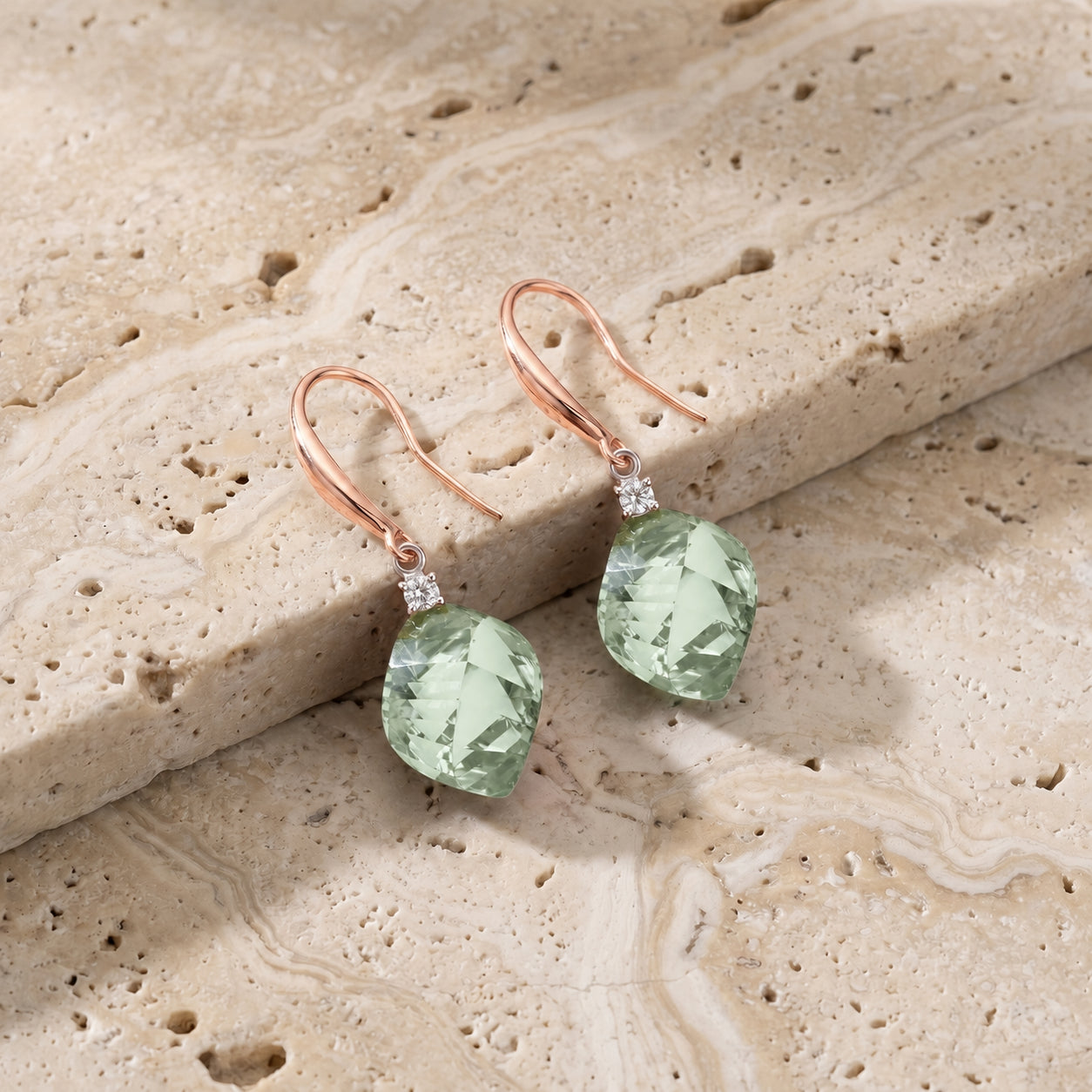 Rose Gold Earrings White Topaz 10K — Albertina