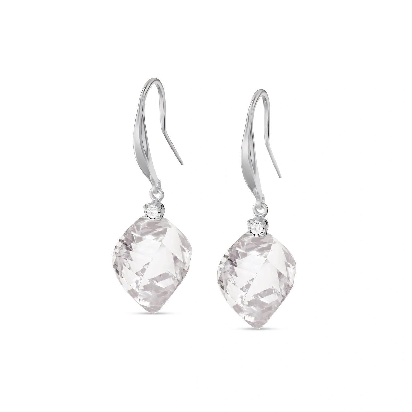 White Gold Earrings White Topaz 10K — Albertina