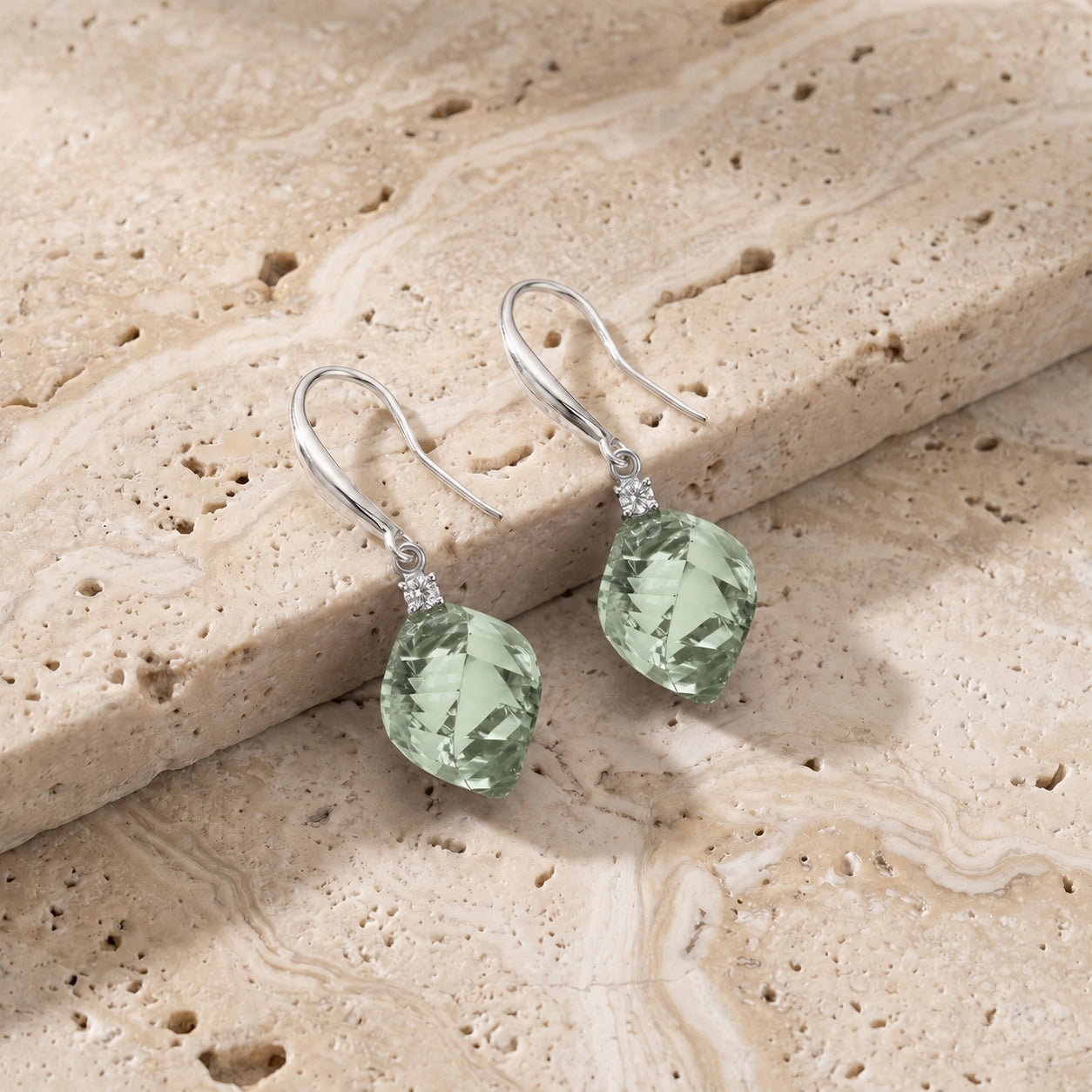 White Gold Earrings White Topaz 10K — Albertina