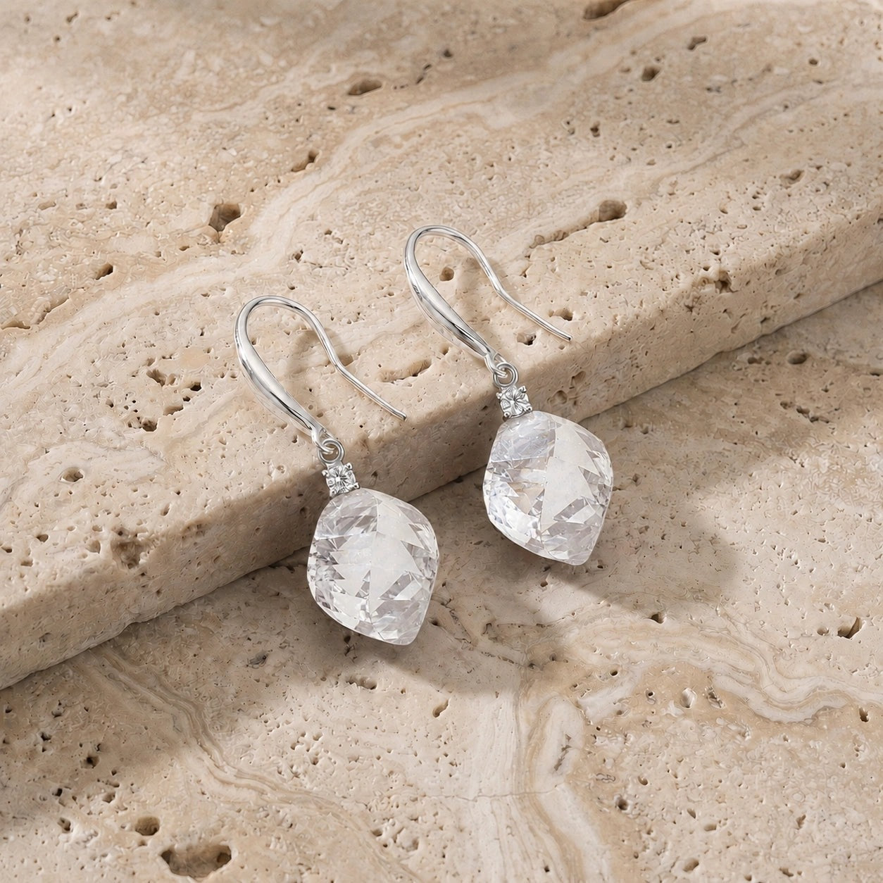 White Gold Earrings White Topaz 10K — Albertina