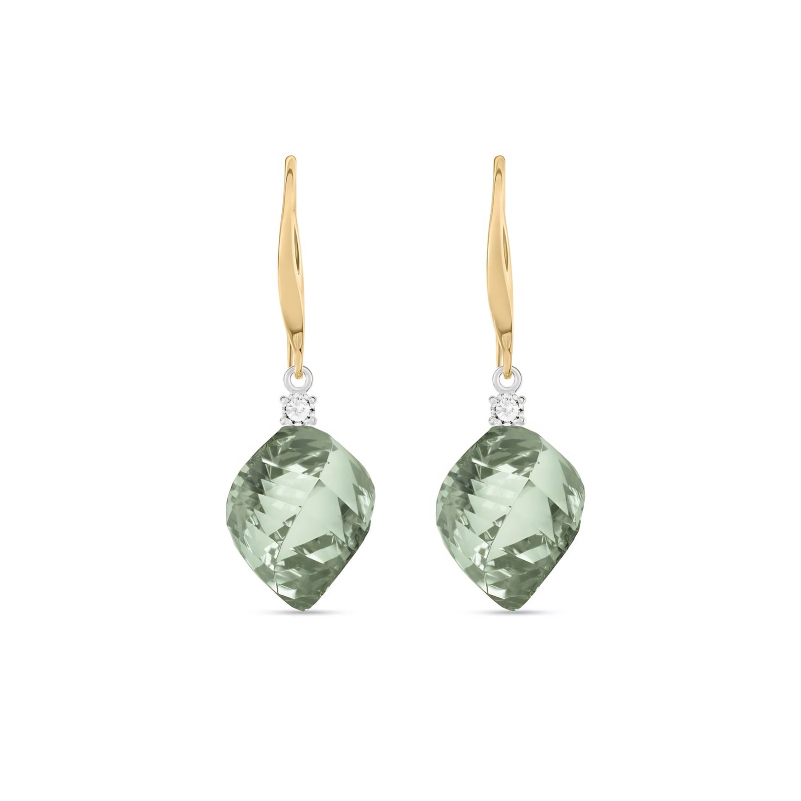 Yellow Gold Earrings White Topaz 10K — Albertina