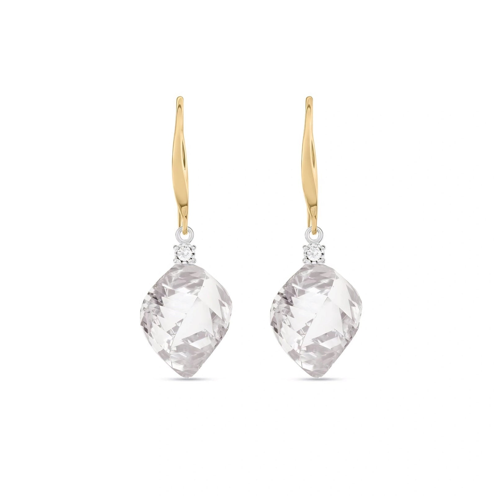 Yellow Gold Earrings White Topaz 10K — Albertina