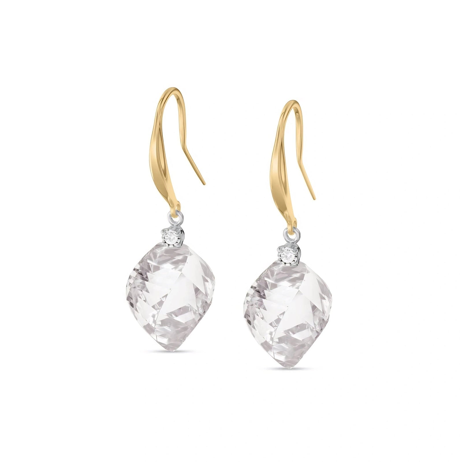 Yellow Gold Earrings White Topaz 10K — Albertina