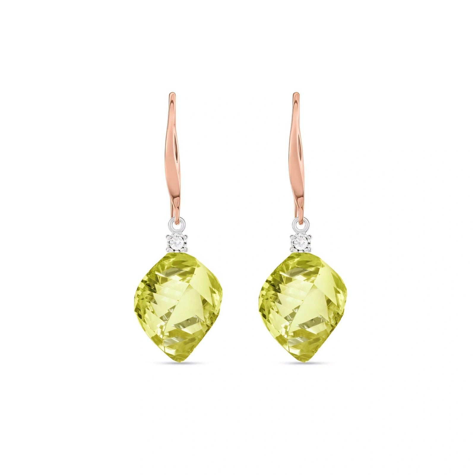 Rose Gold Earrings Lemon Quartz 10K — Albertina