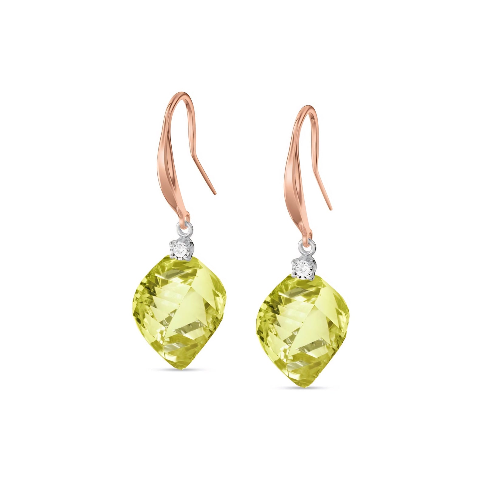 Rose Gold Earrings Lemon Quartz 10K — Albertina