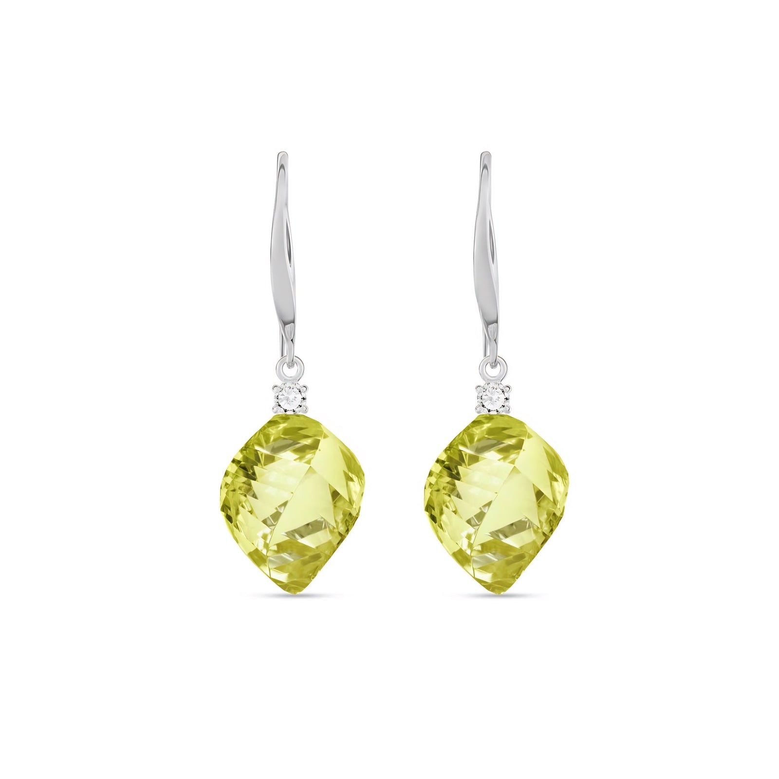 White Gold Earrings Lemon Quartz 10K — Albertina