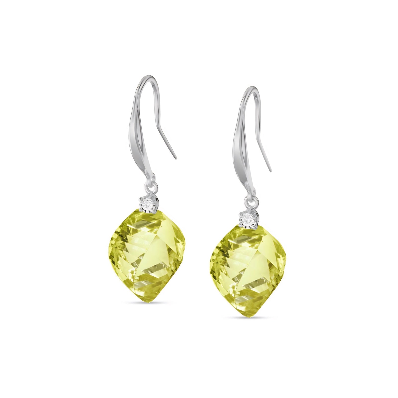 White Gold Earrings Lemon Quartz 10K — Albertina